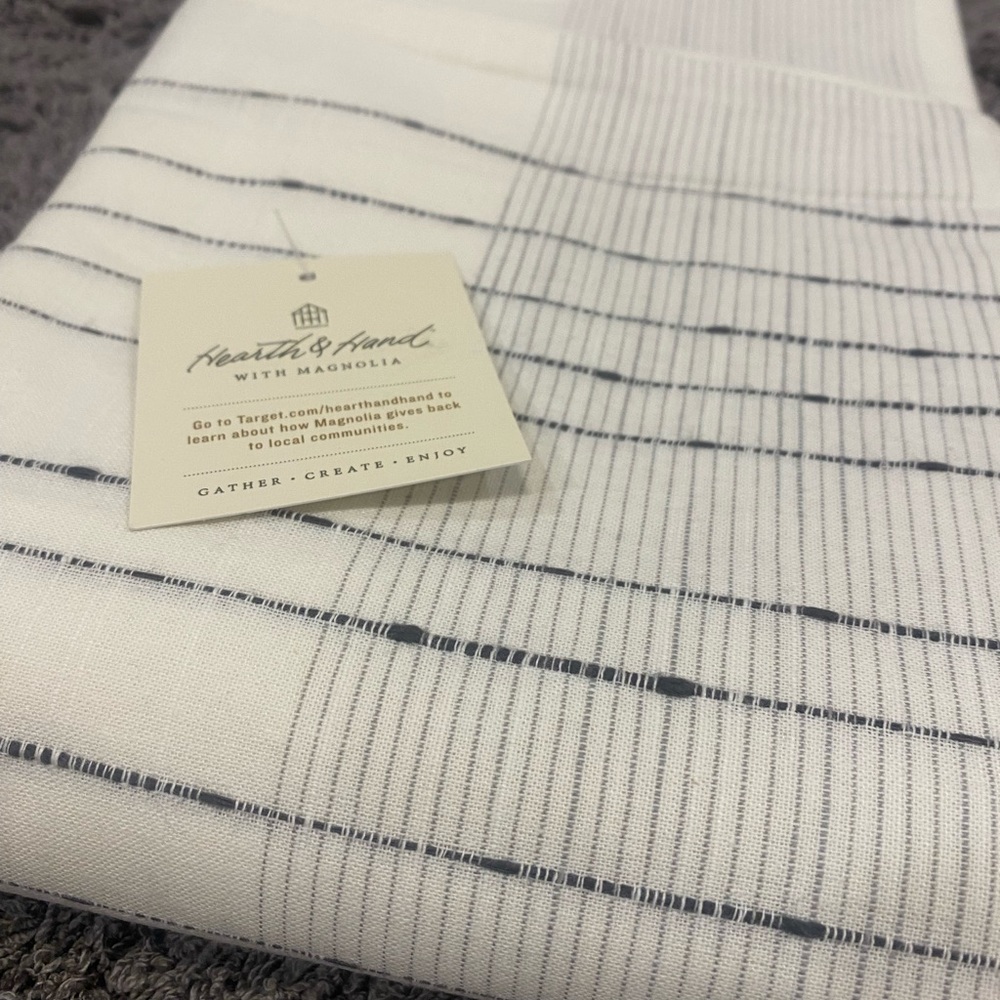 Hearth & Hand White Shower Curtain with Gray Pinstripe